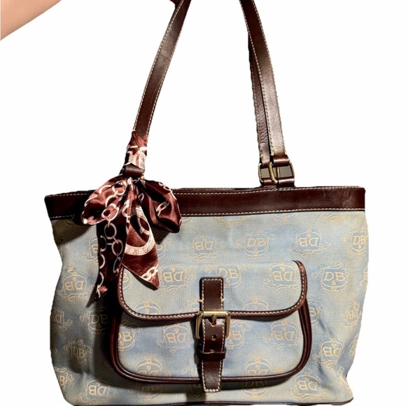 Dooney & Bourke East West Canvas / Leather Trim Donegal Crest Tote Shoulder Bag - Picture 11 of 16